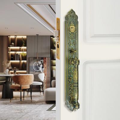 China European Style Luxury Bronze Sliding Zinc Alloy Antique Hidden Wooden Door Lock Handles Hotel Villa Home Use for sale