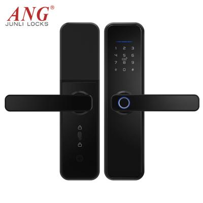 China High Security Apartment Aluminum Alloy Durable Wifi Keyless Ttlock Fingerprint Card Unlocking App Tuya Smart Door Lock for sale