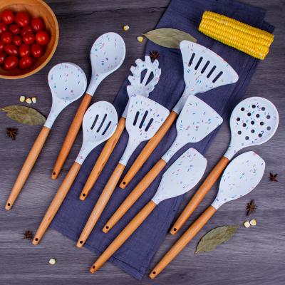 China Silicone Viable Utensils Set Of 13, Non Stick Cookware, Turner Spatula Skimmer Ladle Spoon Spoon Beater Food Tongs, Kitchen for sale