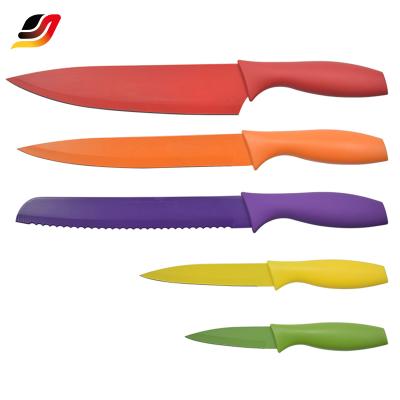 China 6pcs Color Viable Knife Set With New Design Food Grade Coating Acrylic Holder Colorful Non-Stick Knives Set for sale