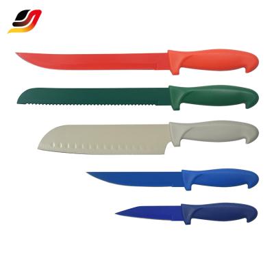 China Sustainable Sustainable Kitchen Knife Set Of 5 Stainless Steel Color Coated Knives for sale