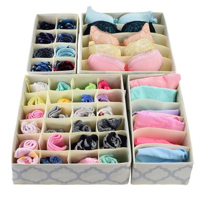 China 4 Sets Customized Design Nonwoven Organizer Organizer Underwear Bra And Bin Viable Sock Storage Boxes For Closet for sale