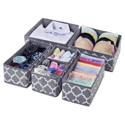 China Viable Foldable Nonwoven Fabric Storage Box Set 6 Drawer Bras Organizer Basket Bins Underwear for sale