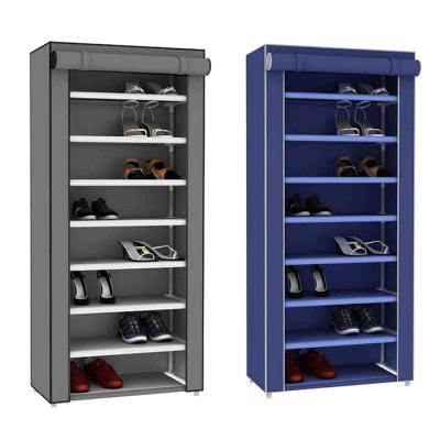 China (Size) Simple Fashion Adjustable Durable Shoe Storage Organizer Shoe Arch 9 Layers Shoe Rack Cabinet With Dust Cover for sale