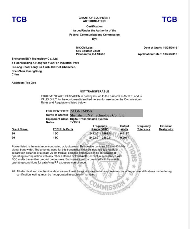 FCC - Shenzhen ENY Technology Co., Ltd.