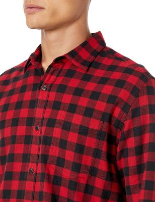 China Flannel Plaid Boys Fashion Single Button Anti-Pilling Full Sleeve Classic Red And Black Shirt for sale