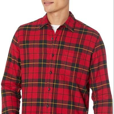 China Winter Logo Anti-Pilling Pocket Plaid Plain Men's Flannel Shirt Custom Cotton Warm Casual Long Sleeve for sale