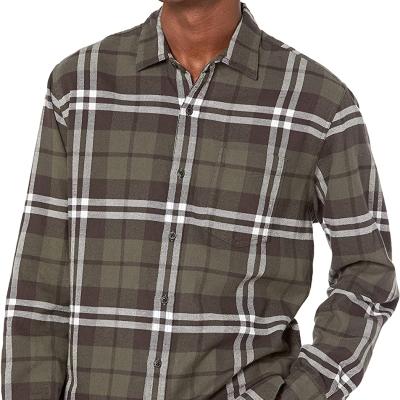 China 2022 spring anti-pilling simple casual flannel plaid long sleeve long bottom plaid shirt for men for sale