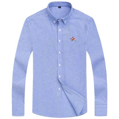 China Wholesale Work Office Anti-pilling Casual Striped Shirts Sheath Cheap Long Plus Size Social Formal Dress Shirts For Men for sale