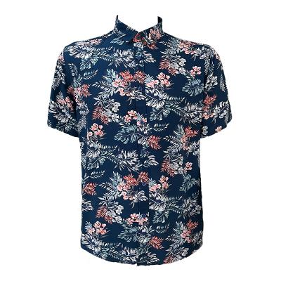 China Factory High Quality OEM New Design Men's Anti-pilling Shirt Viscosa Short Sleeve Casual Printing Shirt for sale