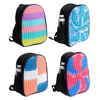 China Relieve New Stress Snap Trigger Anti Worry Toys Kids School Bags Push Bubble Noise Game Busy Person Backpack Bag for sale