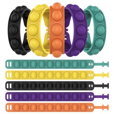 China Relieve 2021 New Set Silicone Stress Stress Child Band Pulse Watch Bracelet Push Bubble Noise Push Bubble Noise Sensory Toy Bracelet for sale