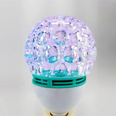 China Lotus Ball E27 Rotating Plastic Shaft RGB Rotating Magic LED Disco Pineapple Ball Light Bulb for sale