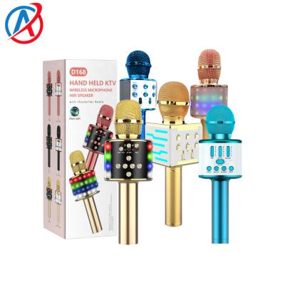 China 3-in-1 Condenser Microphone Multifunctional Wireless AK System Pick Karaoke Microphone Blue Tooth Speaker, Karaoke Microphone on Tiktok with Disco Light for sale