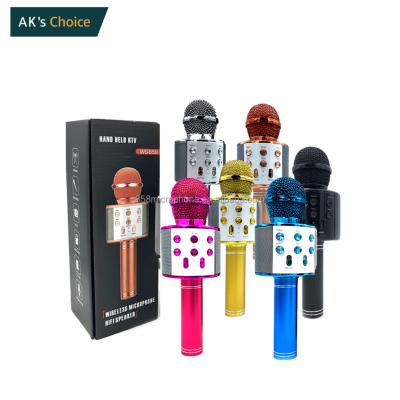 China China Manufacturer Handheld Microphone Direct Sales Customized and Wholesale Portable Handheld 3 in 1 Karaoke 858 Wireless Microphone for Kids for sale