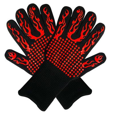 China Higher Customized BBQ Grill Heat Resistant Oven Mitts Heat Resistant Glove For Cooking Fashion Pantone Baking Red Cotton for sale