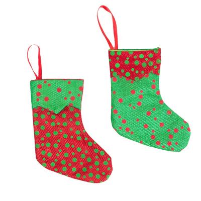 China Promotional Christmas Logo Nonwoven Customized Sock Printing Cheap Christmas Gifts Christmas Sock for sale