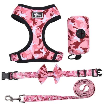 China OEM/ODM Mesh Pet Vest Harness Collar Stocked Luxury Poop Bag Leash Reflective Four-Piece Set No Pull Dog Harness for sale