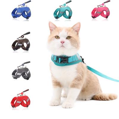 China OEM/ODM Arnes De Perro Custom Pet Cat Dog Harness Adjustable Breathable Mesh Dog Harness And Leash Set Cat Harness Leash for sale