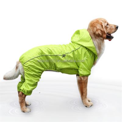 China Stocked OEM/ODM Fashion Multicolor Outdoor Adjustable Pet Clothing PVC Hooded Raincoat Medium And Large Dog Raincoat One Piece for sale