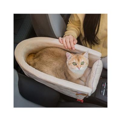 China OEM/ODM Portable Viable Small Cat Dog Kennel Nest Booster Seat Central Control Car Armrest Carrier Pet Carrier Bag Console for sale