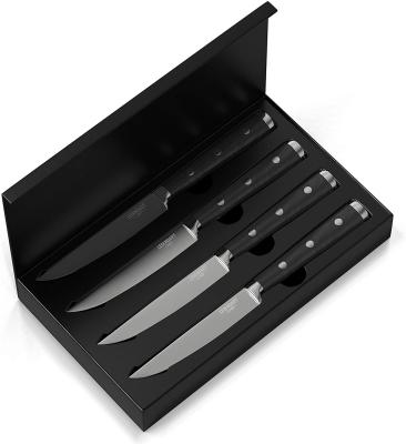 China Disposable 4 Pcs Forged Single Edge Steak Knife Set Straight Edge Blade for sale