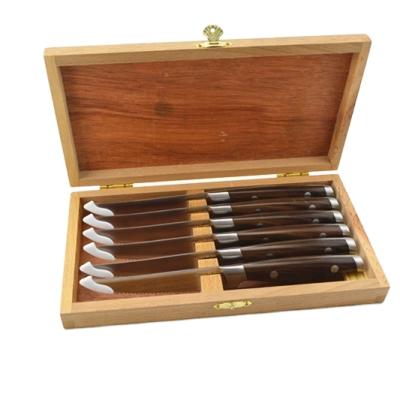 China Genman Sustainable Serrated Steel Steak Knife Set With Gift Box - 6 Piece Steak Knife Set for sale