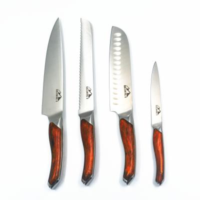 China Sustainable 5 Piece Knife Set With Forged Wooden Chef Knives Set, ABS Block Sharpener Stainless Steel Handle for sale