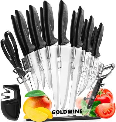 China 17 piece workable knife set set with knife sharpener and steak knives and peeler for sale