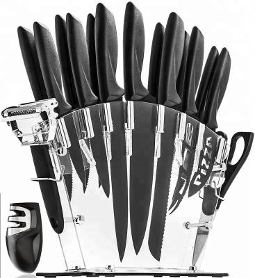 China Modern 17 Pcs PP Handle POM Stainless Steel Knife Set With Peeler for sale