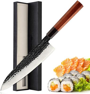 China Gyuto 8 Inch Disposable Japanese Chef's Knife Professional Hand Forged High Carbon Sushi Knife Meat 9CR18MOV 3 Layers Kitchen Chef for sale