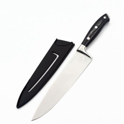 China Minimalist Forged Full High Carbon Steel Tang G10 Handle Chef Knife With Knife Sheath Knife Guard for sale