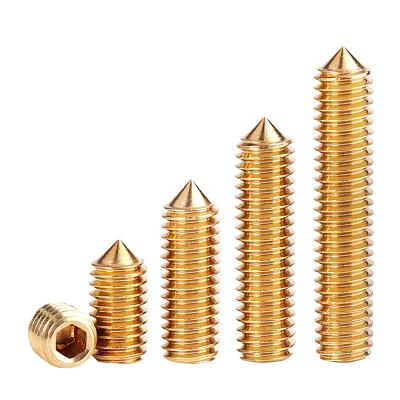 China Fastener well-known brand bolts m8 x 10mm long brass brass set screws hexagon socket set screws with taper point for sale