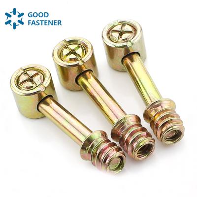 China ZINC Wholesale Heavy Duty Furniture Connector Yellow Galvanized Insert Nut With Four In One Connector for sale