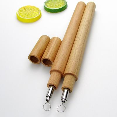 China Wooden case metal straw for sale