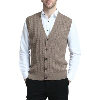 China Wholesale Anti-wrinkle Custom Knit Cardigan Jumper Sweater Vest Mens V-Neck Knitted Pattern Cashmere Wool Knitwear for sale