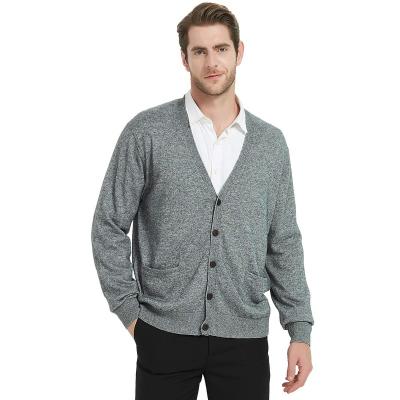 China Anti-wrinkle custom knit fashion classic cashmere blend knit V-neck cardigan sweater for business men for sale