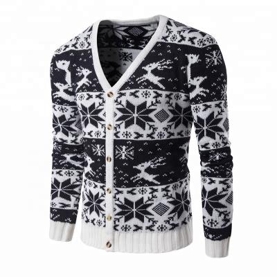 China Cool Anti-Pilling V-Neck Long Sleeve Christmas High Quality Apparel Men Knit Ugly Christmas Sweater Cardigan Thick Warm Knitwear For Men for sale