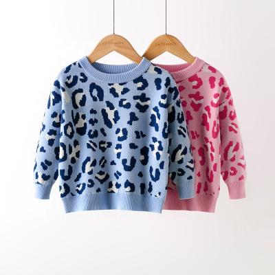 China European and American anti-pilling new stylish winter child's leopard knitted for baby's pattern pullover sweater children's wear clothing for sale