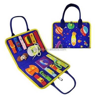 China Montessori Eco-friendly Material Advantage Intellectual Toys Custom Design Zipper Button Activity Board Bag New Design Busy Board for sale