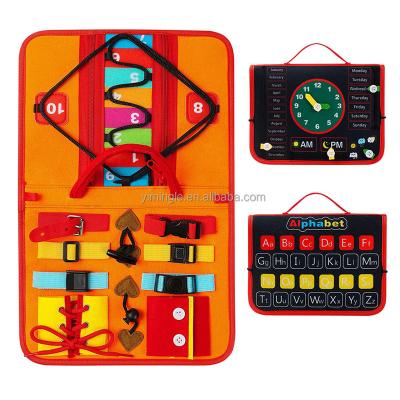 China Montessori Eco-friendly Material Advantage Intellectual Toys Custom Design Zipper Button Activity Board Bag New Design Busy Board for sale