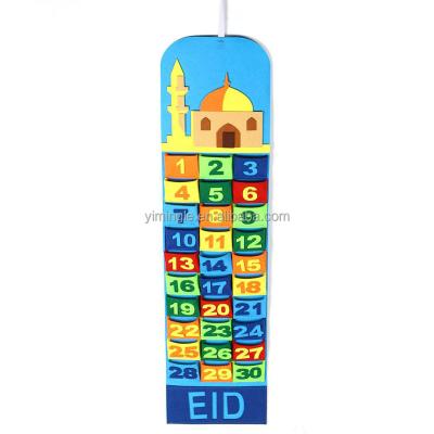 China Felt Eid Party Handmade Felt Ramadan Eid Wall Hanging Countdown Calendars Gift Pockets Advent Decorations Ramadan Mubarak Calender for sale