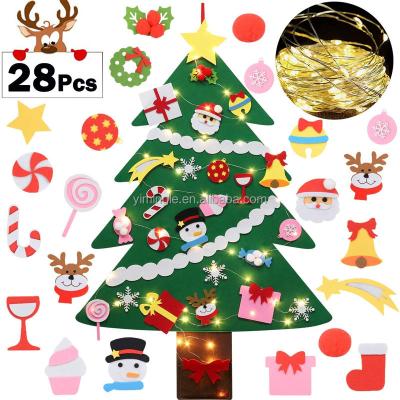 China Self-assembled Material Kids Eco-friendly 3D Felt Christmas Tree Christmas Felt Tree Kids New Year Door Wall Decoration Christmas Tree for sale