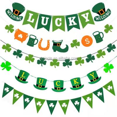 China Eco-Friendly Material Felt Garland Bunting Banners Decor Shamrock Clover St Patricks Day Banners Decorations For Irish Spring Homes Party Supplies for sale