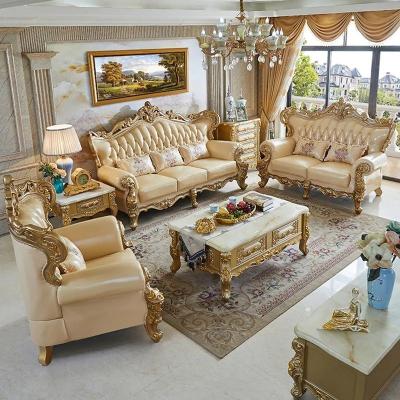 China Sofa Home Furniture European Living Room Design Luxury Genuine Elegant Living Room Couch Sets Extendable High End Royal Sofas for sale