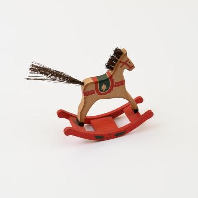 China Europe customized wooden Christmas decorations ornaments high quality wooden rocking horse for sale