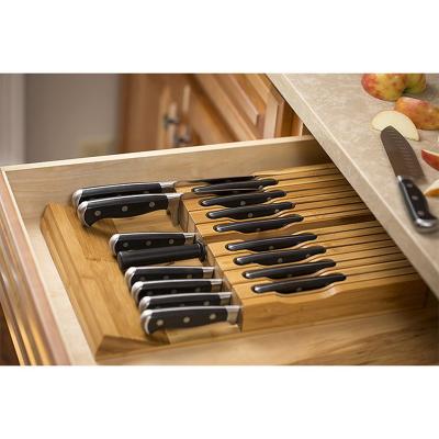 China Sustainable Bamboo Knife Block In-Drawer Kitchen Storage Eco-Friendly Organizer For Knife Holder for sale