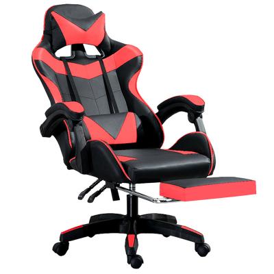 China (Size) Adjustable Red Comfortable Adjustable Leather PC Games Racing Gaming Chair With Footrest for sale