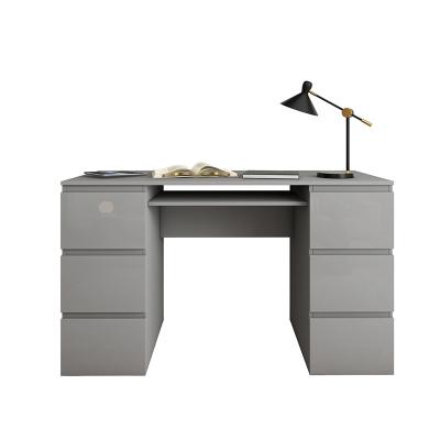 China Modern Simple Assembly Gray Simple Desk Home Office Student Writing Table 6 Drawers Bedroom Computer Desk Easy Assembly for sale