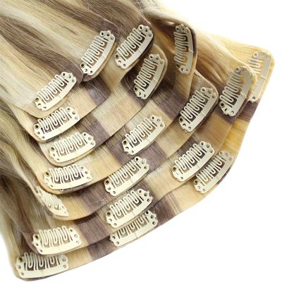 China Silky Straight Wave Remy Hair No 2022 Shedding No Tangle Clips Double Drawn Remy Hair Seamless Clip In Hair ExtensionsHot for sale